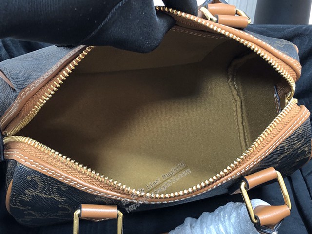 Celine專櫃2022新款手提枕頭包 賽琳小號標誌印花牛皮革波士頓包 sldj2300